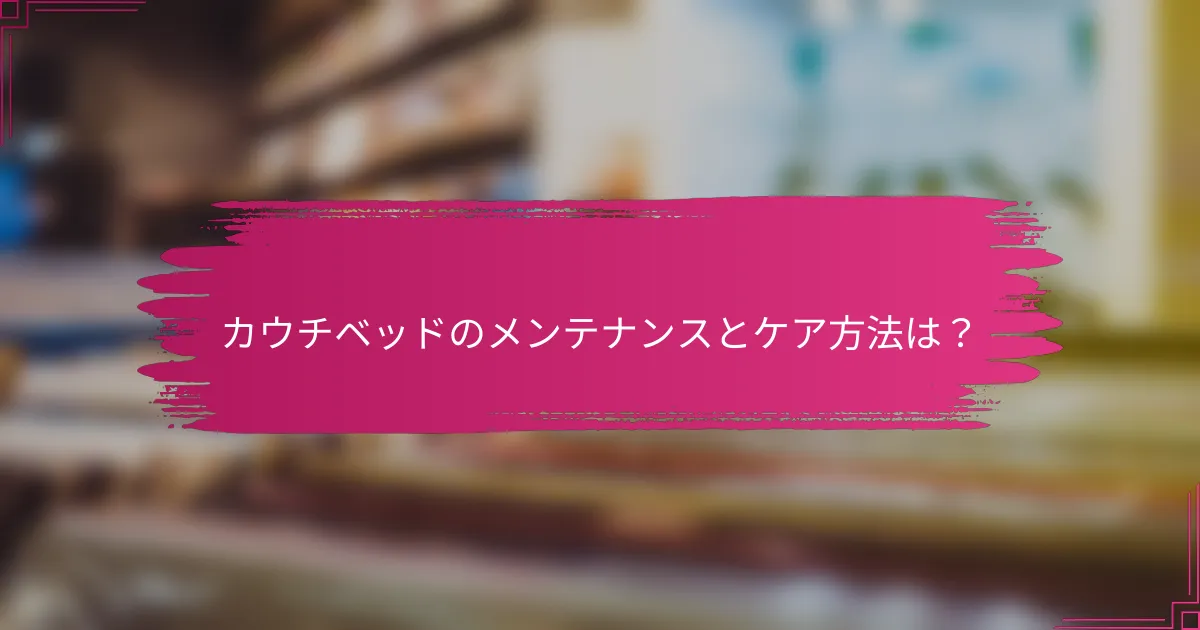 カウチベッドのメンテナンスとケア方法は?